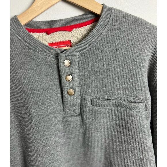Coleman Henley Pullover Sweatshirt Gray Sherpa Lined Thermal Fleece Size Large - Picture 3 of 7